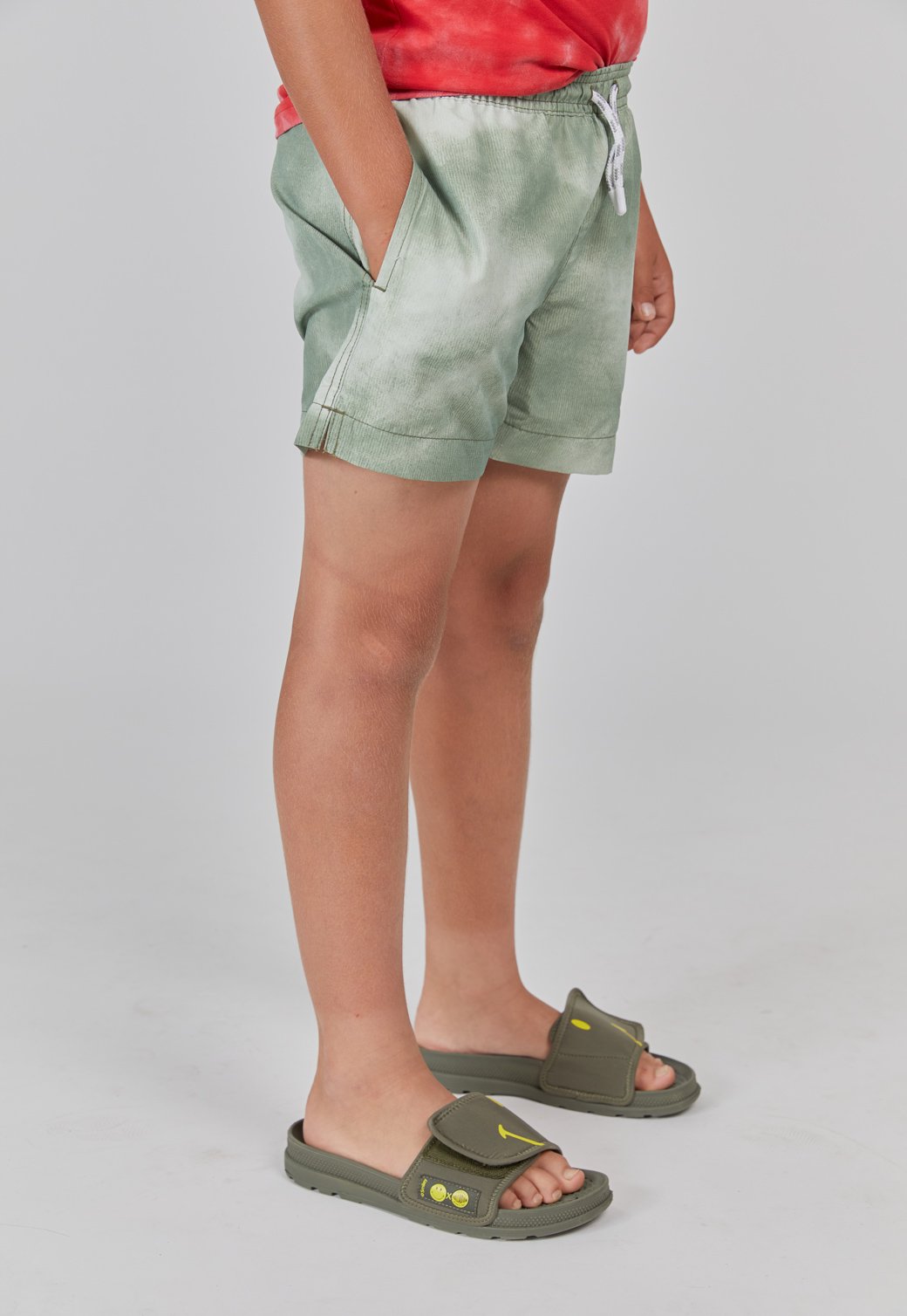 מכנסי בגד ים בהדפס טאי דאי ילדים - ירוק